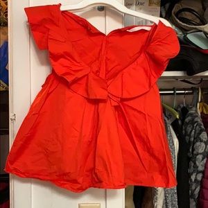 Orange baby doll ruffled top